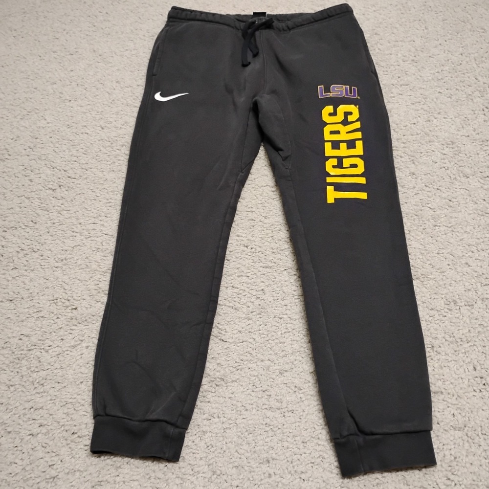Nike LSU Tigers Sweat Pants Mens Large Gray Football Ncaa Jogger Stretch Logo